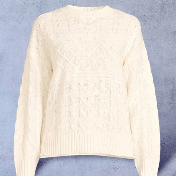 Classic Fisherman Cream Cable Knit Sweater Lightweight Timeless Preppy Sz M - Picture 2 of 15